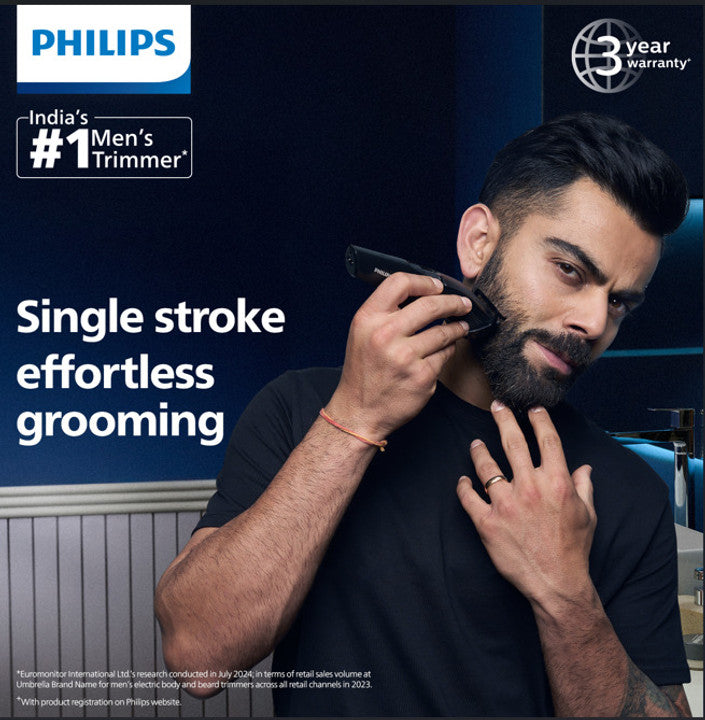 PHILIPS Series 3000 Multigroom, All in one Trimmer for Head and Body 6 in 1 | 60 min Runtime (MG3724/30)
