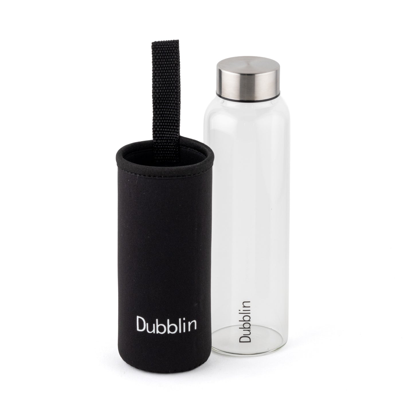 DUBBLIN Stream 400 Glass Bottle With Bag | Water Bottle with Protective bag | Glass Water Bottle