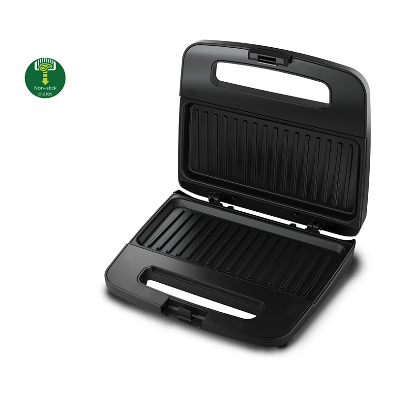 PHILIPS Viva Collection 1.8kg Panini Maker | XL size plates, Secured locking, Insta Heating & Non-stick plates (HD2289/00)