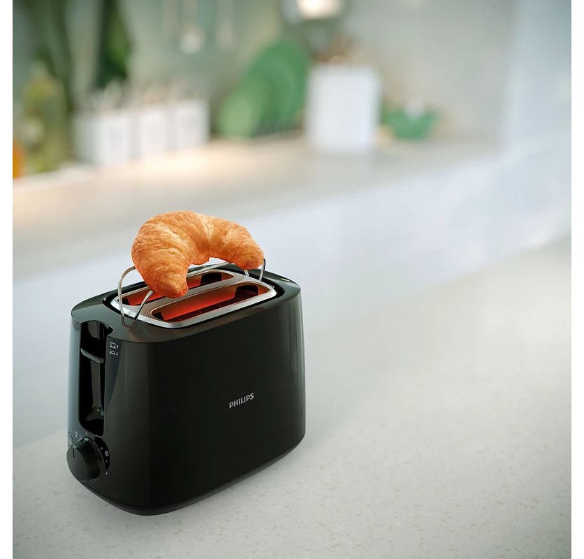 PHILIPS Daily Collection Toaster |8 settings, Integrated bun warming rack, Compact design, Sandwich rack (HD2583/90)