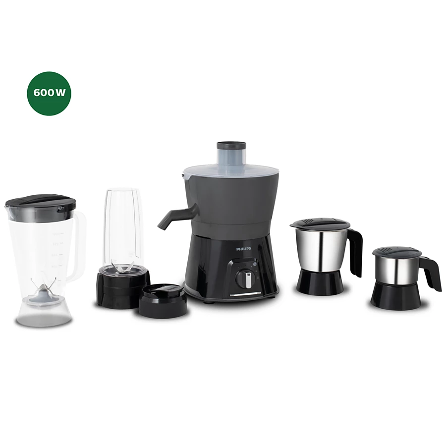 PHILIPS Viva Collection 1.25L Juicer Mixer Grinder | stainless steel, 3-step easy Juicing, 600W turbo motor (HL7580/00)