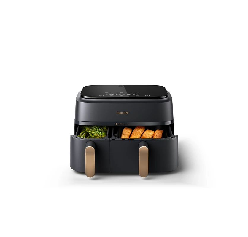 PHILIPS 3000 Series Airfryer Dual Basket | Cook Two Meals at Once, Crispy & Healthy with Rapid Air Technology (NA352/00)