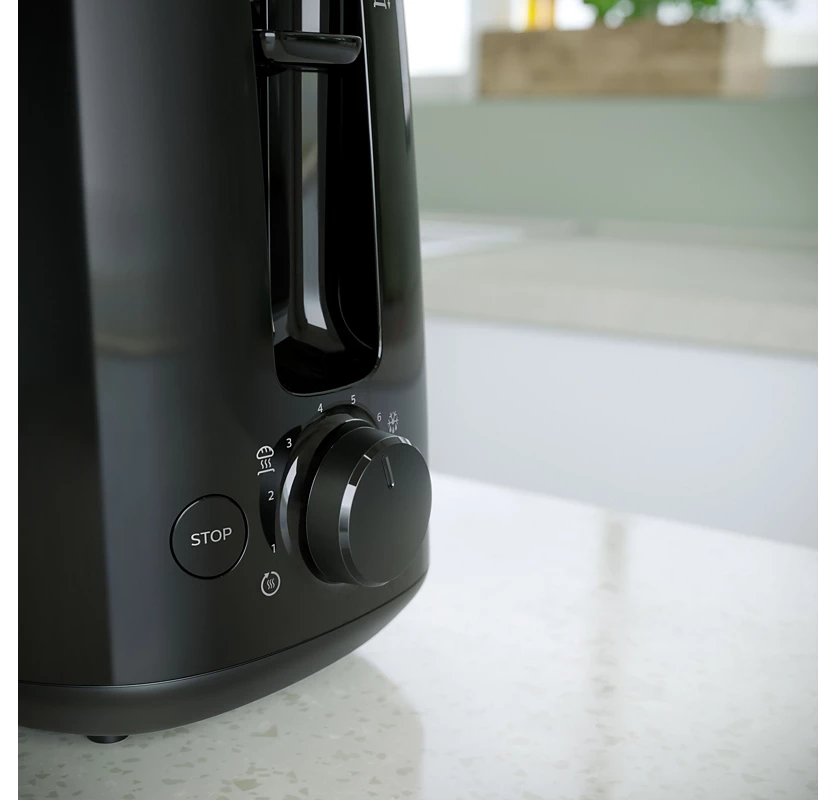 PHILIPS Daily Collection Toaster |8 settings, Integrated bun warming rack, Compact design, Sandwich rack (HD2583/90)