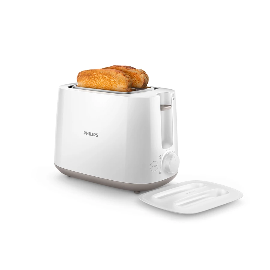 PHILIPS Daily Collection Toaster | 8 settings, Integrated bun warming rack, Compact design, Dust cover (HD2582/00)
