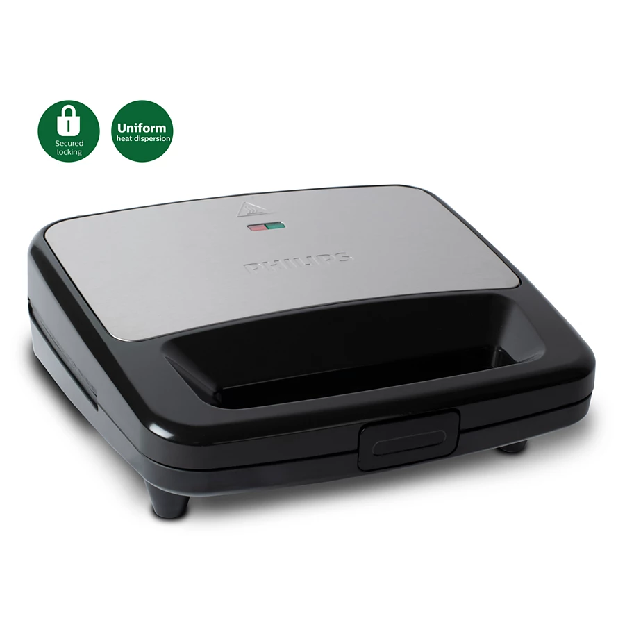 PHILIPS Viva Collection 1.8kg Panini Maker | XL size plates, Secured locking, Insta Heating & Non-stick plates (HD2289/00)