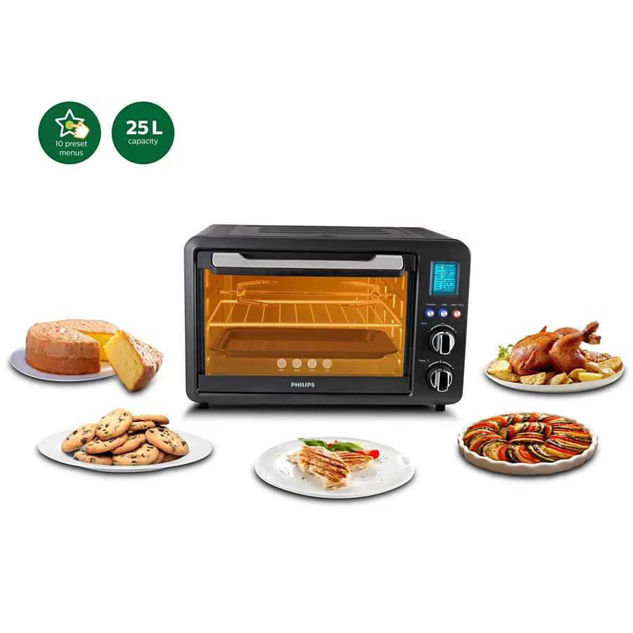 PHILIPS Viva Collection 25L Oven Toast Griller | Opti Temp Technology, 10 Presets menu, Digital Display panel (HD6975)