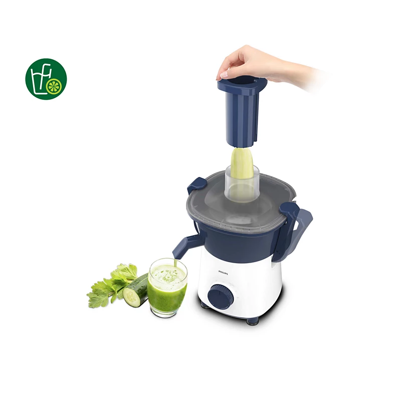 PHILIPS Daily Collection Juicer | Deep Azure, 500W Juicer for Everyday Fresh Juice (HL7566/00)