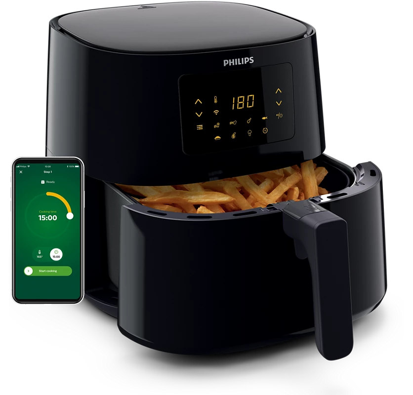 PHILIPS 5000 Series Connected XL 6.2L Airfryer | Rapid Air technology, 13-in-1 Cooking Function, Easy to use and clean | Perfect for less oily Food (HD9280/90)