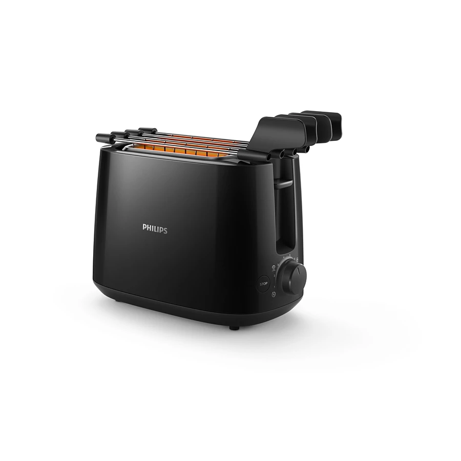 PHILIPS Daily Collection Toaster |8 settings, Integrated bun warming rack, Compact design, Sandwich rack (HD2583/90)