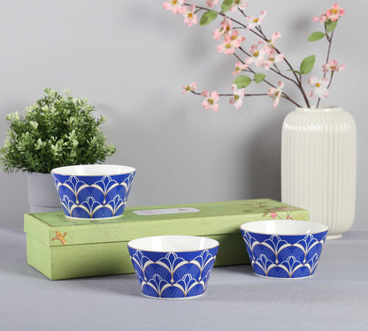 Claycraft India Circus Botanical Elegance Nikko Bowl Set of 3 | 22K Gold Accents (470ml)