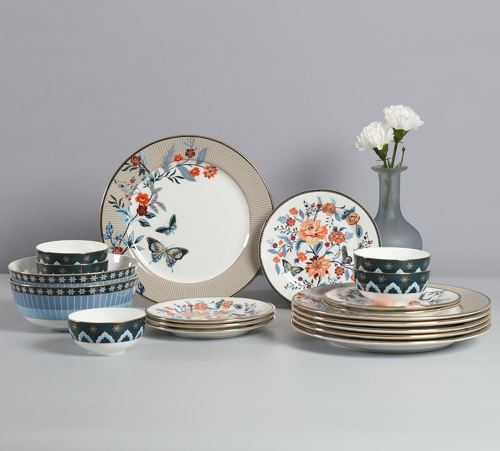 Claycraft India Circus Nature's Bloom Dinner Set (Pack of 20), For Family of 6