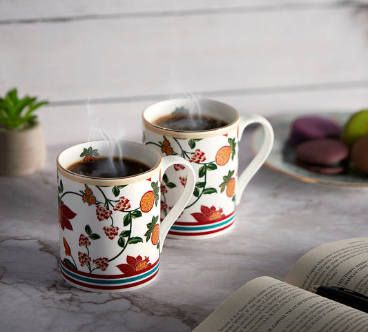 Claycraft India Circus Blushed Orchard Zing Milk Mugs, Set of 2 (360ml)