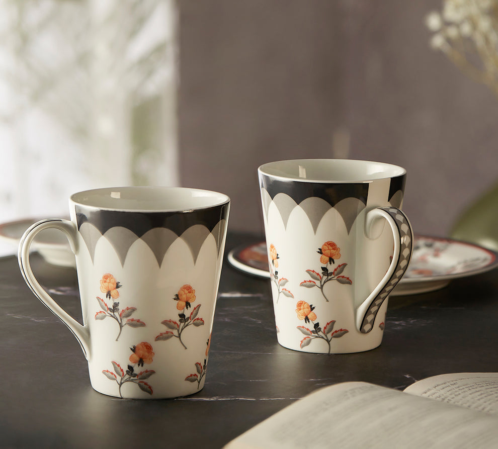 Claycraft India Circus Onyx elegance Zing Milk Mug Set of 2 (340ml)