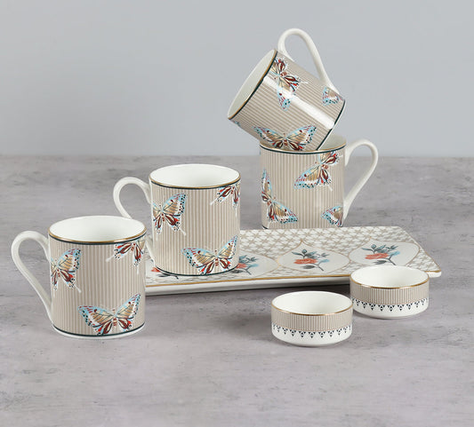 Claycraft India Circus Nature's Bloom Snack Set of 7; Mugs (220ml) / Dip Bowl (60ml)