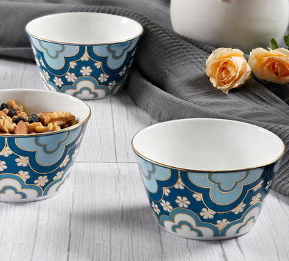 Claycraft India Circus Oceanic Opulence Nikko Bowl Set of 3 | 22K Gold Accents (470ml)