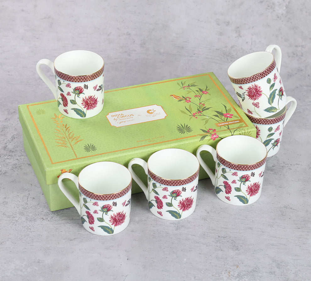 Claycraft India Circus Petal Perfection Melon Coffee Mug Set Of 6 (210ml)