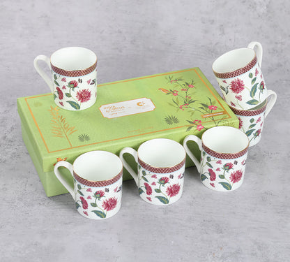 Claycraft India Circus Petal Perfection Melon Coffee Mug Set Of 6 (210ml)