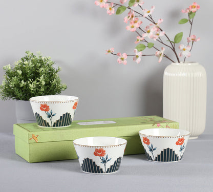 Claycraft India Circus Nature's Bloom Nikko Bowl Set of 3 (470ml)