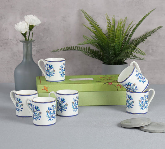 Claycraft India Circus Botanical Elegance Melon Coffee Mug Set of 6 | 22k Gold Accents (210ml)