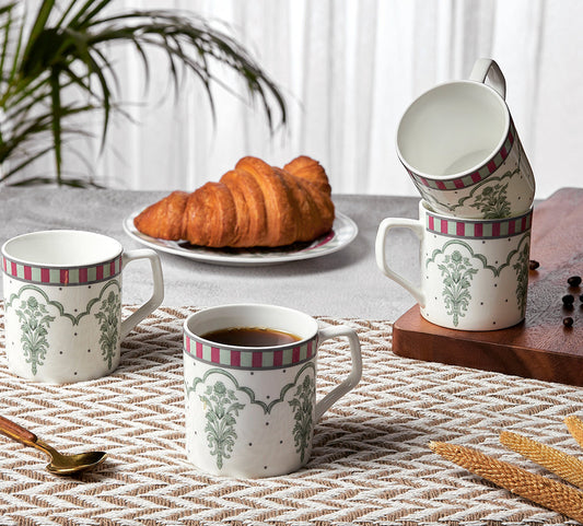 Claycraft India Circus Director Sage Luxe Coffee Mug Set of 6 (200ml)