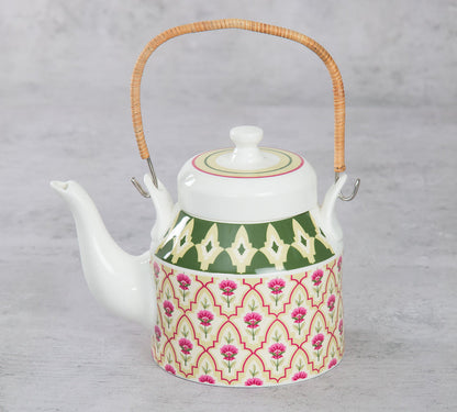 Claycraft India Circus Rose Mallow Moscheutos Ceramic Desi Kettle 1Pc (1000ml)