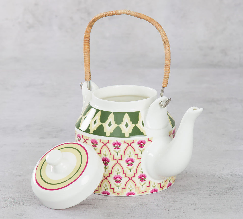 Claycraft India Circus Rose Mallow Moscheutos Ceramic Desi Kettle 1Pc (1000ml)