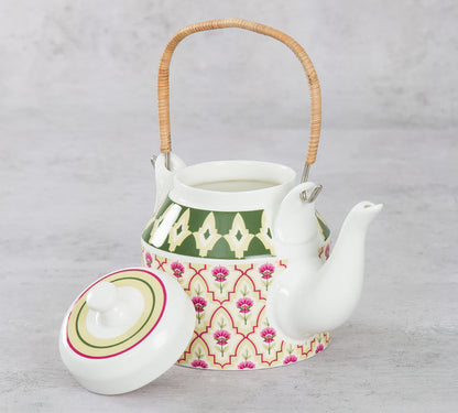 Claycraft India Circus Rose Mallow Moscheutos Ceramic Desi Kettle 1Pc (1000ml)