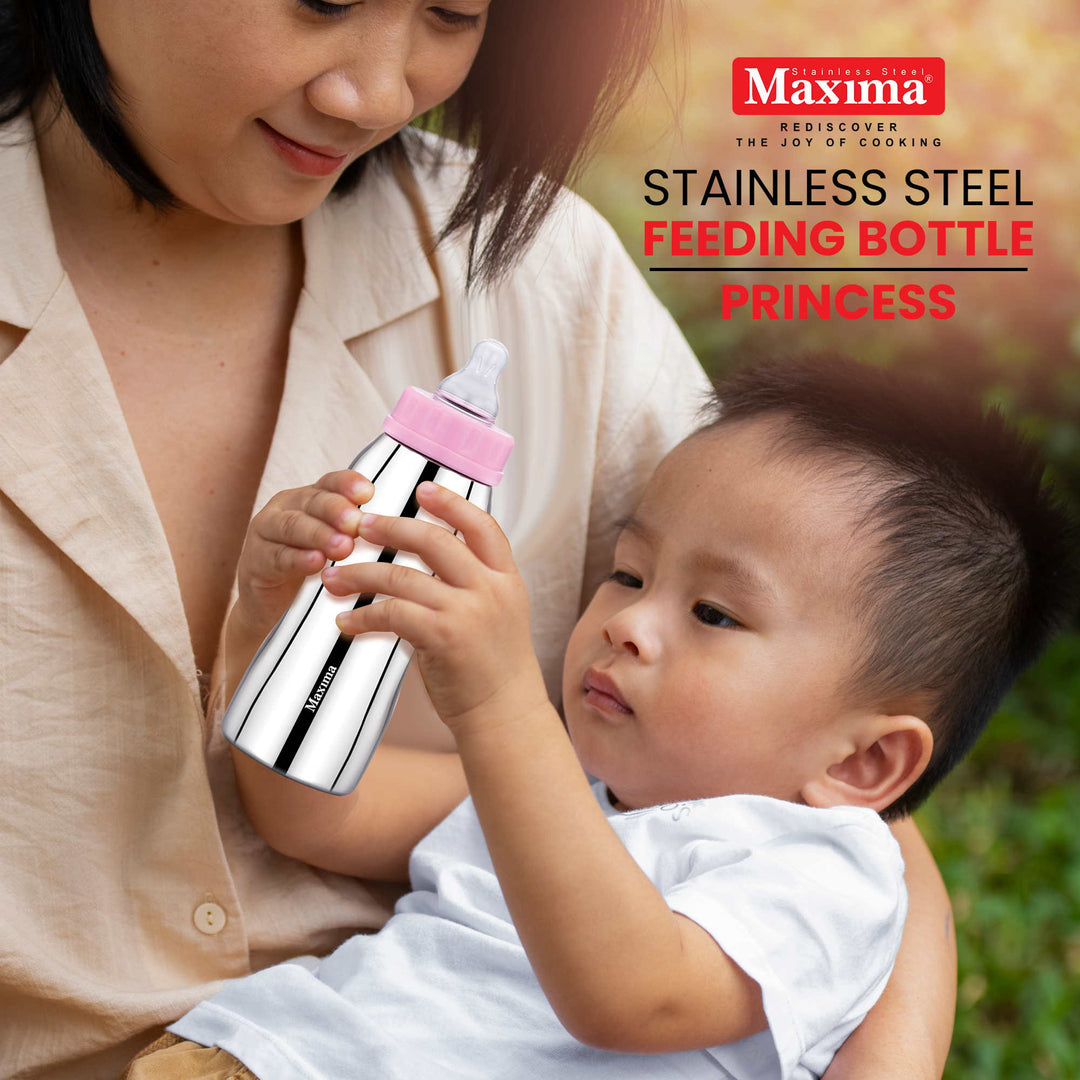 Maxima Princess Stainless Steel Baby Feeding Bottle with Plastic Cap