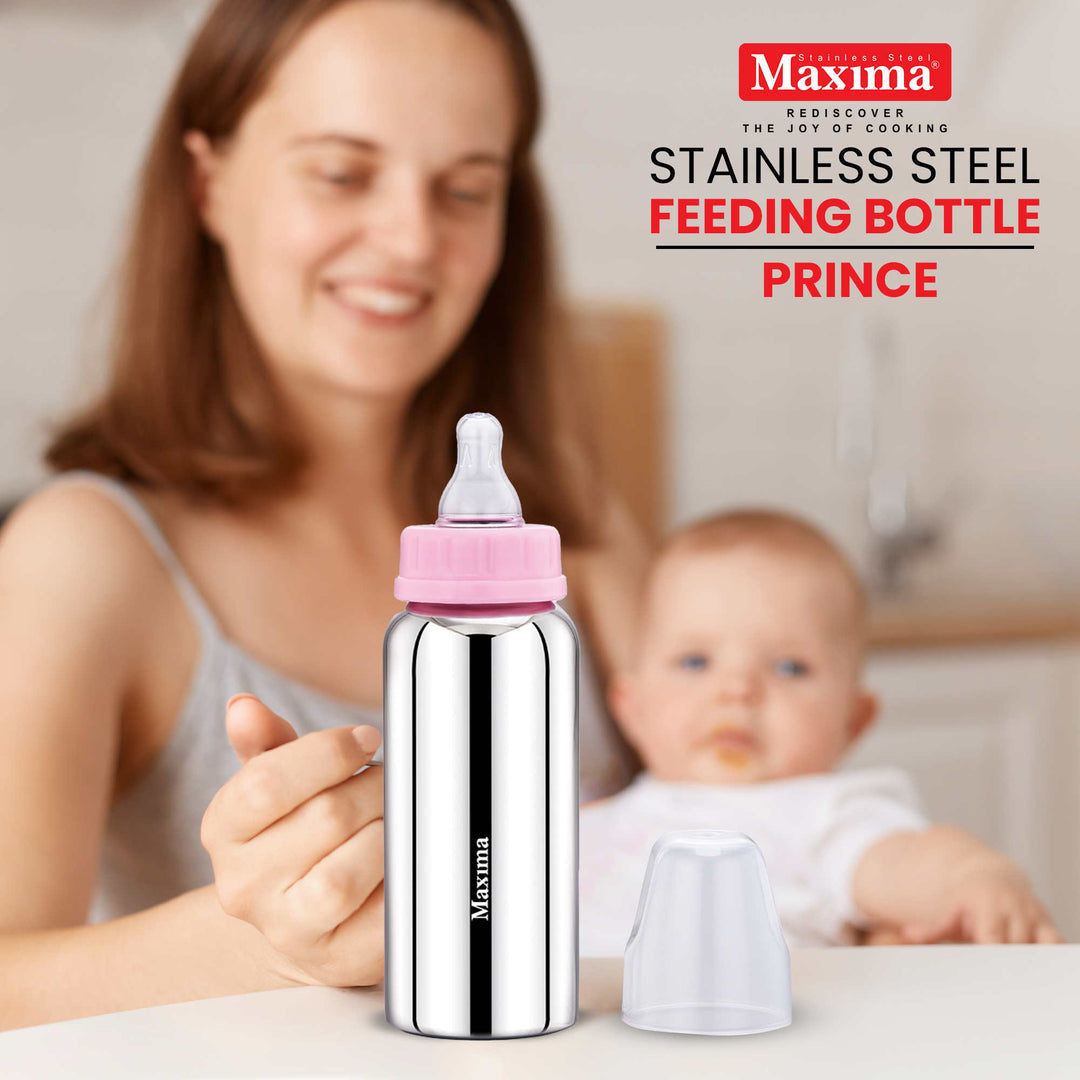 Maxima Prince Stainless Steel Baby Feeding Bottle with Plastic Cap