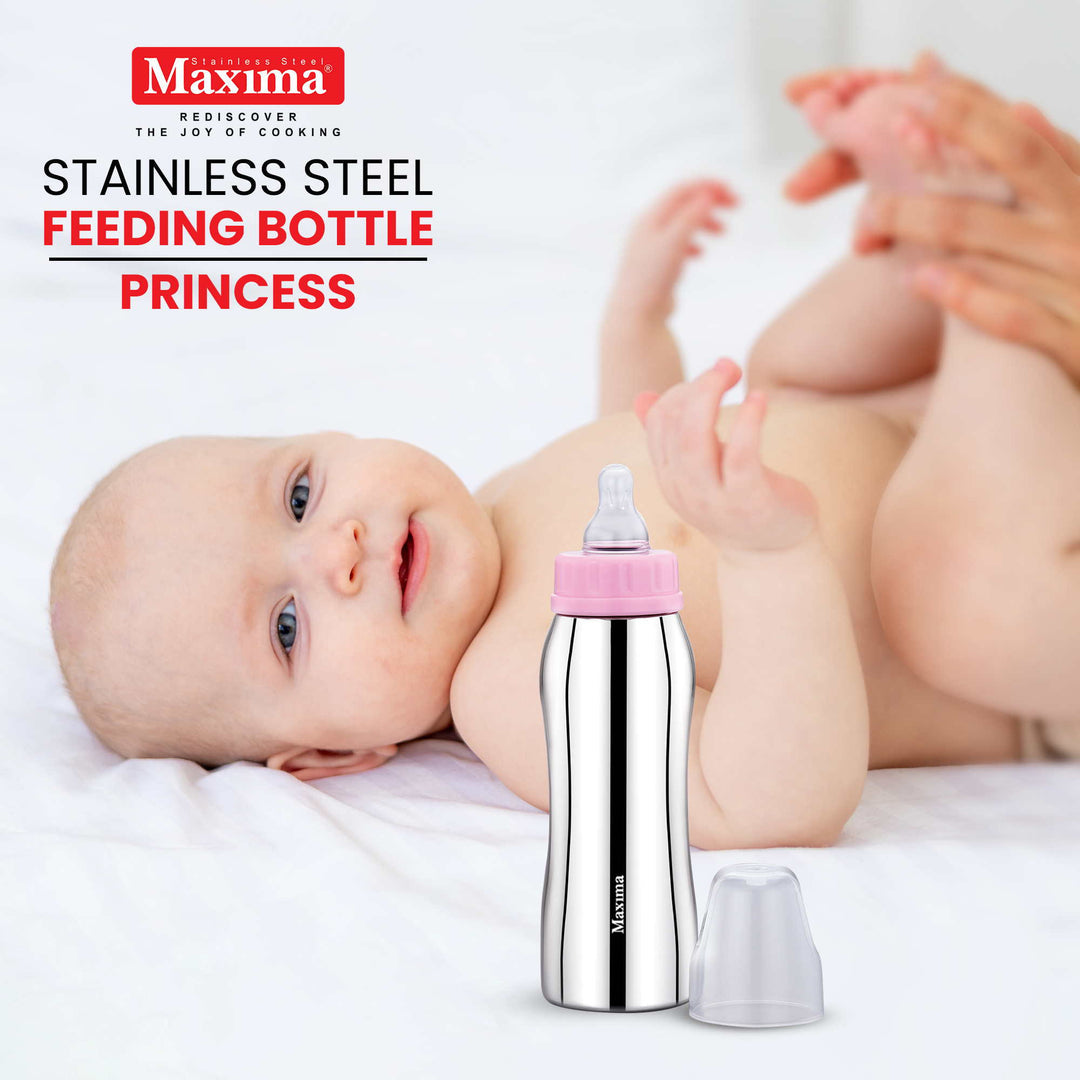 Maxima Princess Stainless Steel Baby Feeding Bottle with Plastic Cap