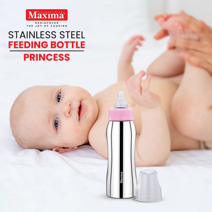 Maxima Princess Stainless Steel Baby Feeding Bottle with Plastic Cap