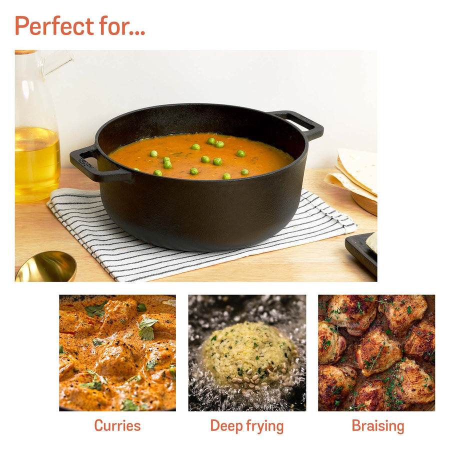 Meyer Pre-Seasoned Cast Iron Dutch Oven/Sauteuse with Glass Lid, (Multiple Sizes)