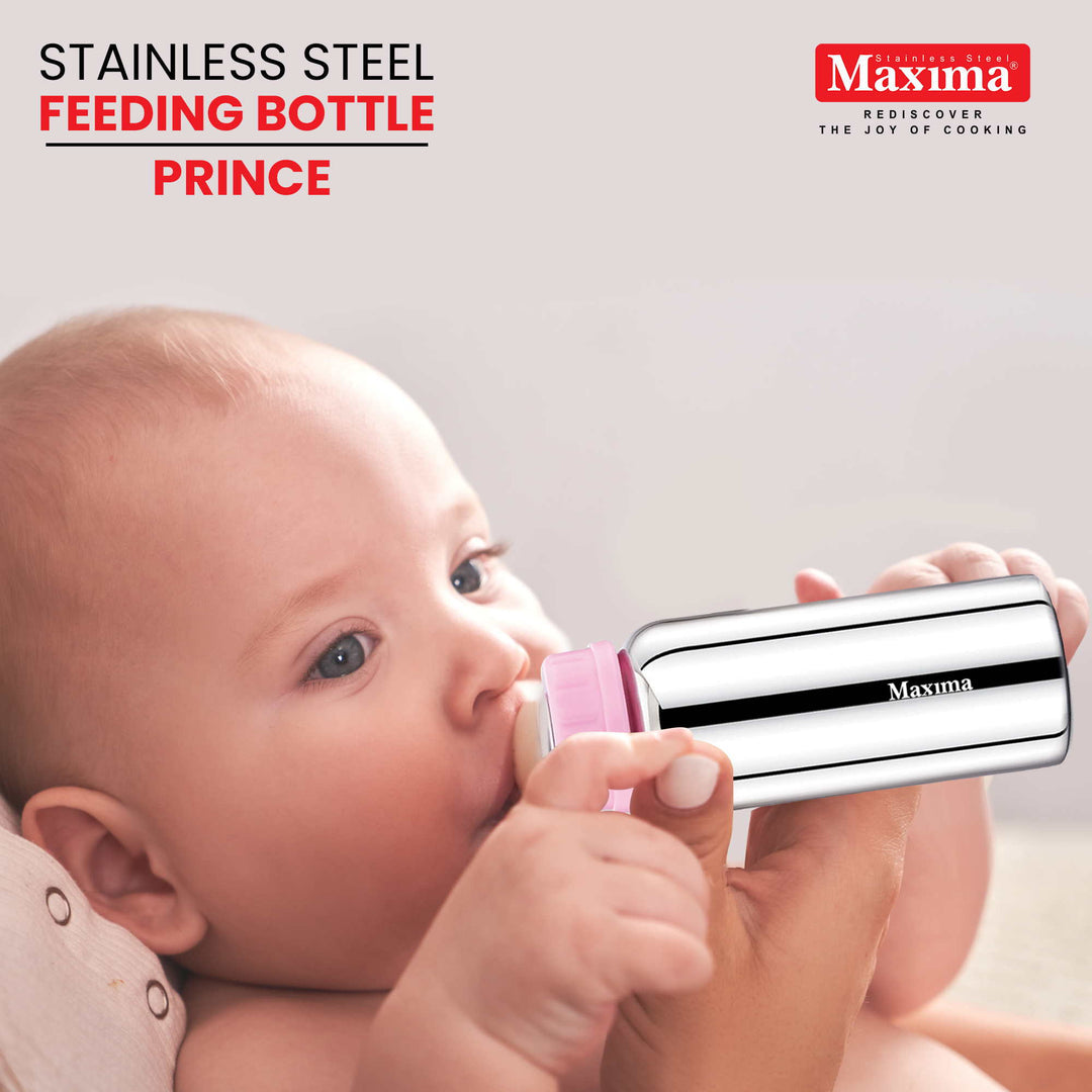 Maxima Prince Stainless Steel Baby Feeding Bottle with Plastic Cap