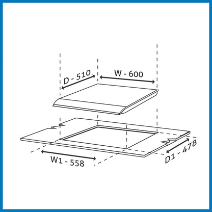 Glen 4 Burner Black Glass Hob Top 60