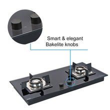 2 Burner Glass Hob Top with Double Ring Forged Brass Burners Auto Ignition (1022 SQ HT DB)