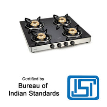 Glen 4 Burner Glass LPG Stove 1043GTEXBB