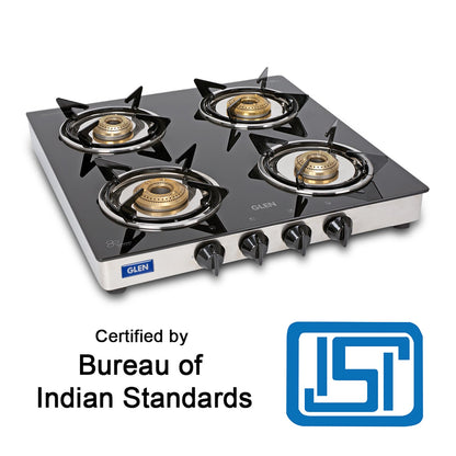 4 Burner LPG Glass Gas Stove Junior with Brass Burner - CT1040GTJUBB