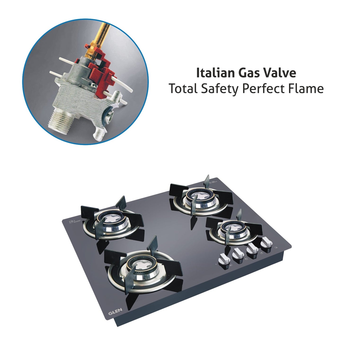 Glen 4 Burner Black Glass Hob Top 60