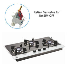 3 Burner Glass Hob Top with Double Ring Forged Brass Burners Auto Ignition (1073 HT BW)