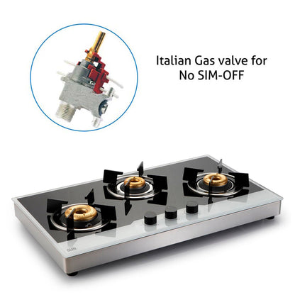 3 Burner Free Standing Hob with Forged Brass Burners Auto Ignition (1073 FSF BBW AI)