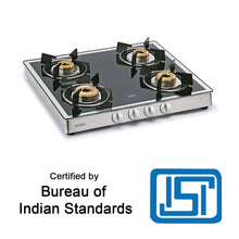 4 Burner Glass Gas Stove Mirror Finish 1 High Flame 3 Forged Brass Burner 60 CM (1042 GT FBM)
