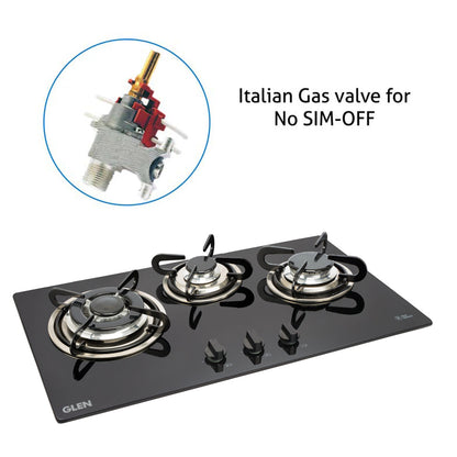 3 Burner Built in Glass Hob Triple Ring Burner European Sealed Burner Auto Ignition (1073 TR)