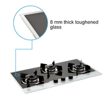 3 Burner Built In Glass Hob with Italian Double Ring Burners Auto Ignition (1073 IN BW)