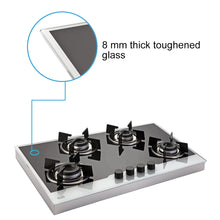 4 Burner Glass Hob Top SS Frame Italian Double Ring Burner Auto Ignition (1074 FIN BW)