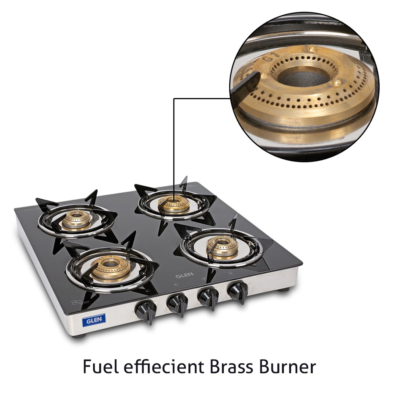 4 Burner LPG Glass Gas Stove Junior with Brass Burner - CT1040GTJUBB