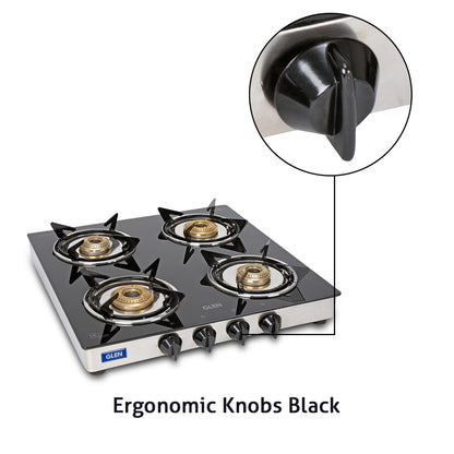 4 Burner LPG Glass Gas Stove Junior with Brass Burner - CT1040GTJUBB