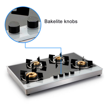 4 Burner Free Standing Glass Hob SS Frame Forged Brass Burner (1074 FSFB BW)