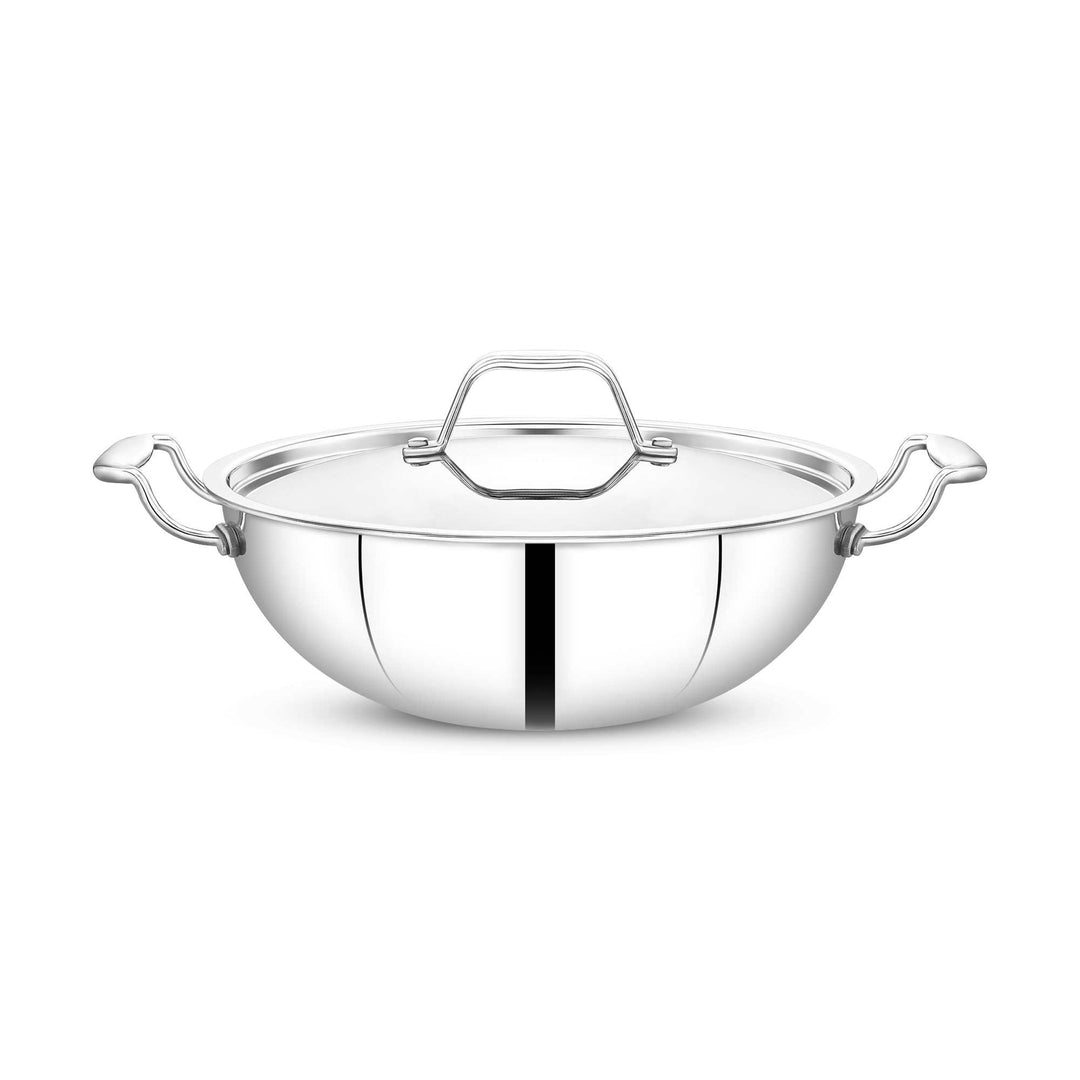 Maxima Triply Stainless Steel Kadai with Lid (Induction Friendly)