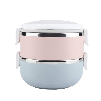 KAIROS Leak-Proof Thermotiffin Duo - 1.4L - Double-Decker Stainless Steel Lunch Box ( 17 x 15 x 13 cm) | Durable, Two-Layer Steel Tiffin for office and school