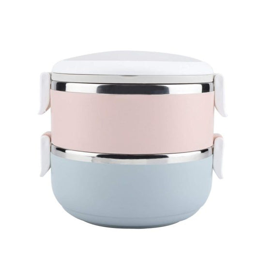KAIROS Leak-Proof Thermotiffin Duo - 1.4L - Double-Decker Stainless Steel Lunch Box ( 17 x 15 x 13 cm) | Durable, Two-Layer Steel Tiffin for office and school